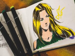 sketsa lukisan anime simple